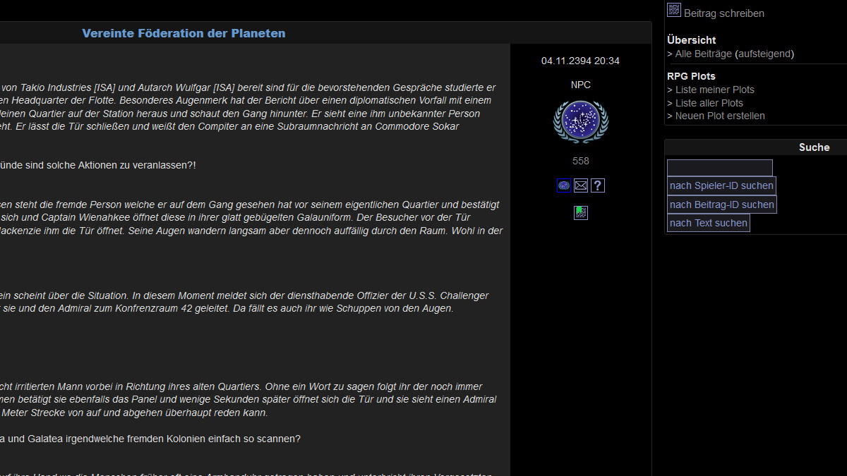 Screenshot Ansicht RPG Möglichkeit von Star Trek Stuniverse
